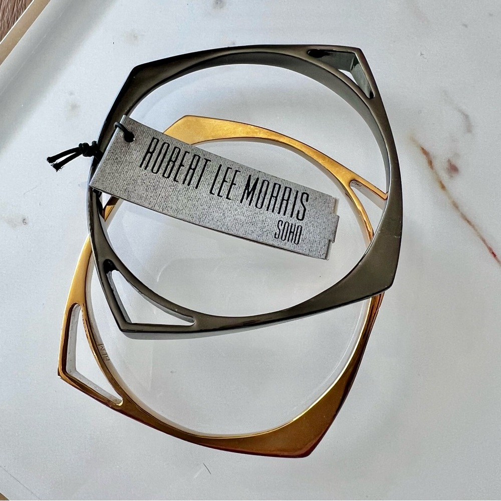 Robert Lee Morris SoHo Gold and Black Geometric Bangles